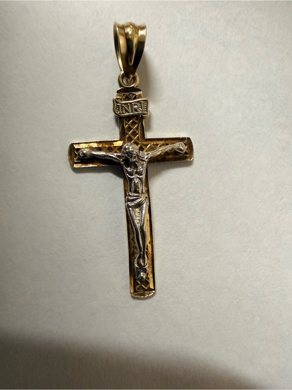 14k Gold Two-Tone Crucifix Pendant